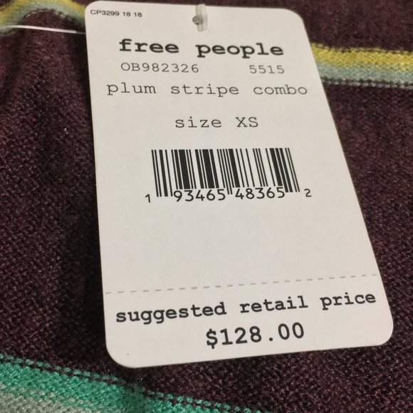 Free People ~ Make You Mine Stripe Sweater XS - Picture 3 of 4